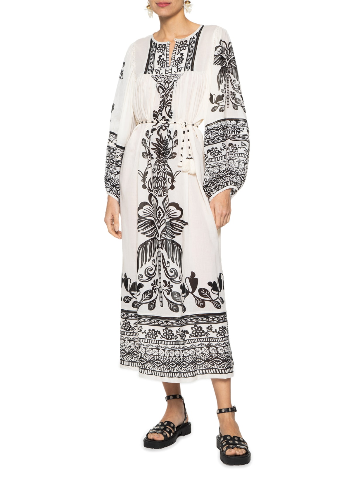 Vestido Midi Doce Caminho Off White Farm