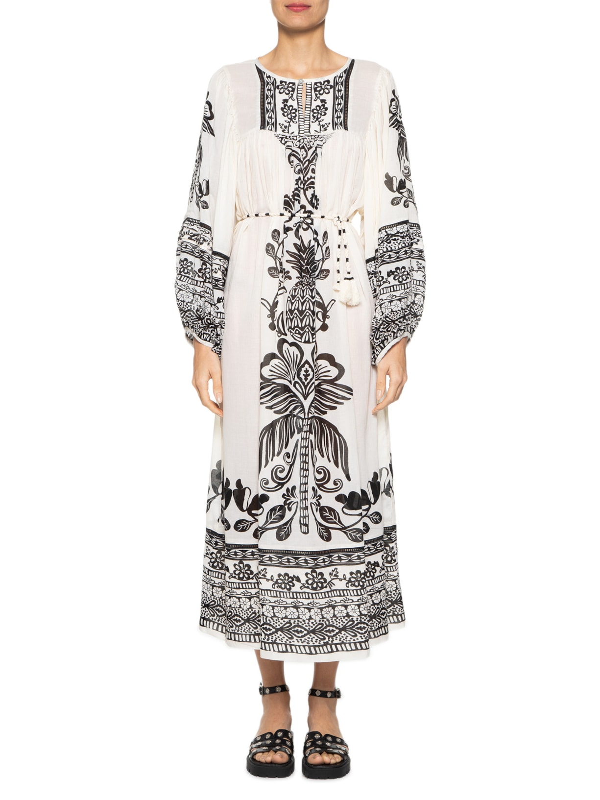 Vestido Midi Doce Caminho Off White Farm