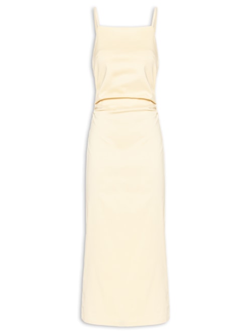 Vestido Midi Drapeado - Amarelo