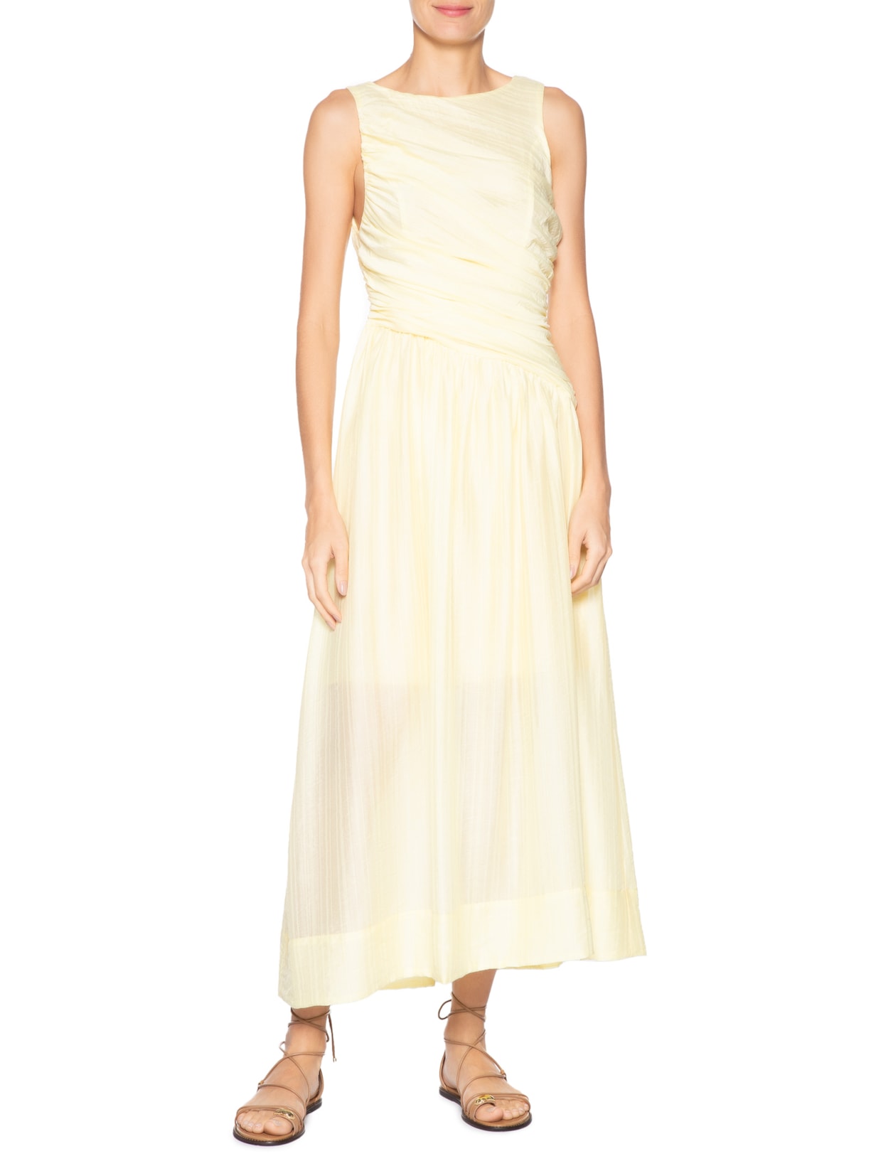 Vestido Midi Drapeado Amarelo '2Essential