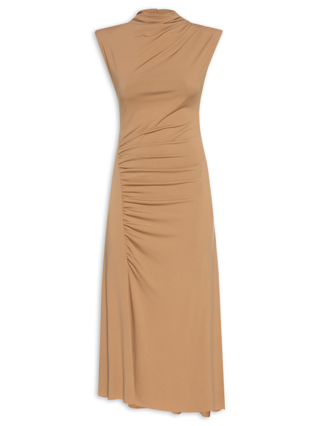 Vestido Midi Drapeado - Bege