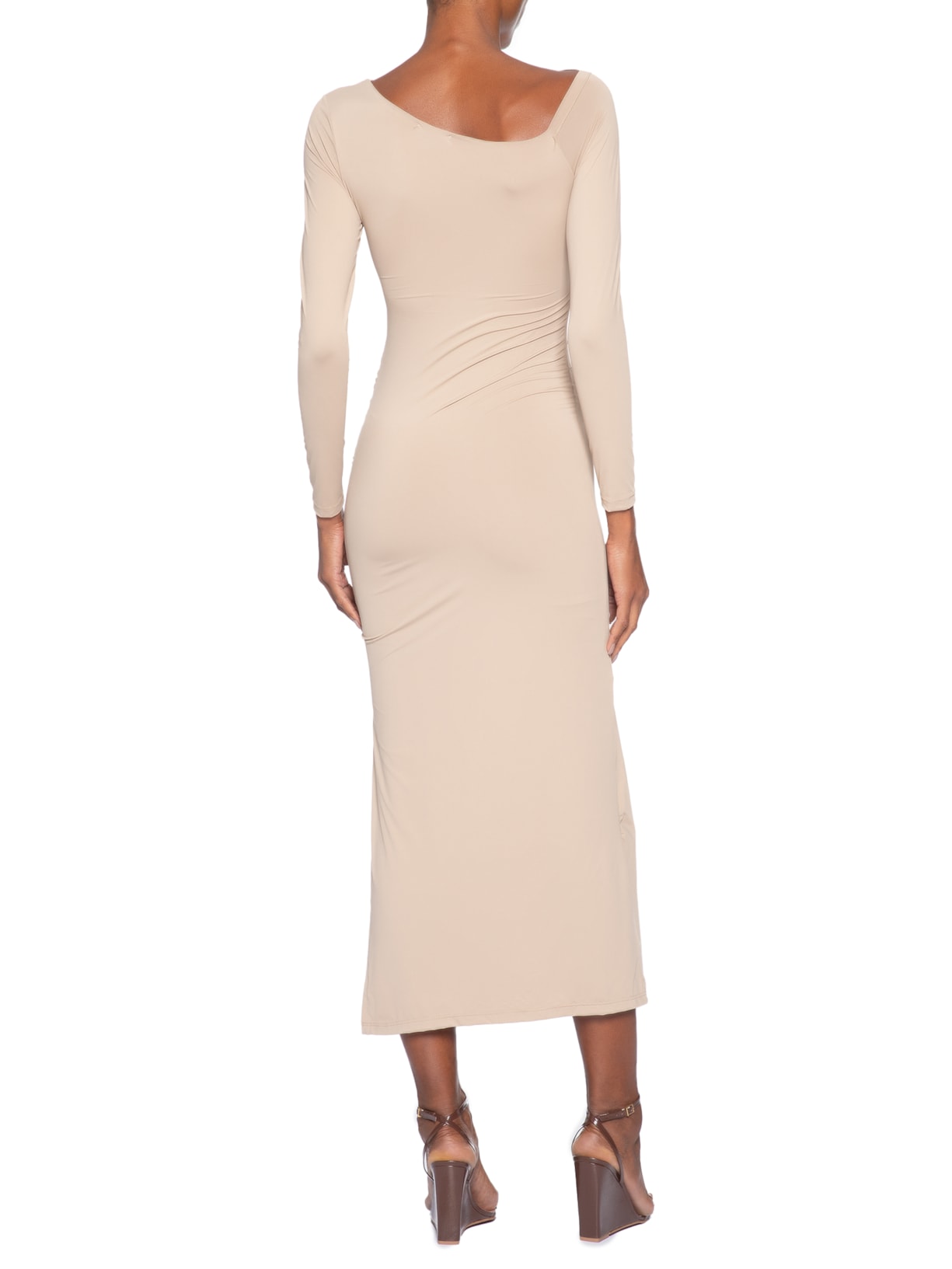 Vestido Midi Drapeado Bege Market 33