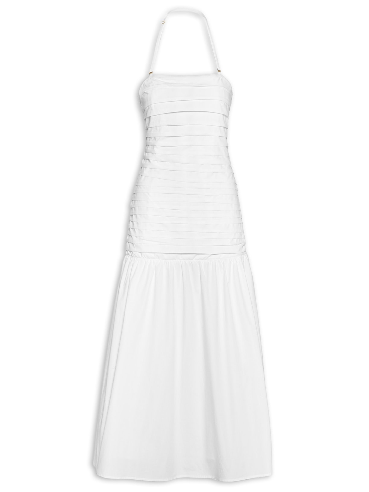 Vestido Midi Drapeado - Branco