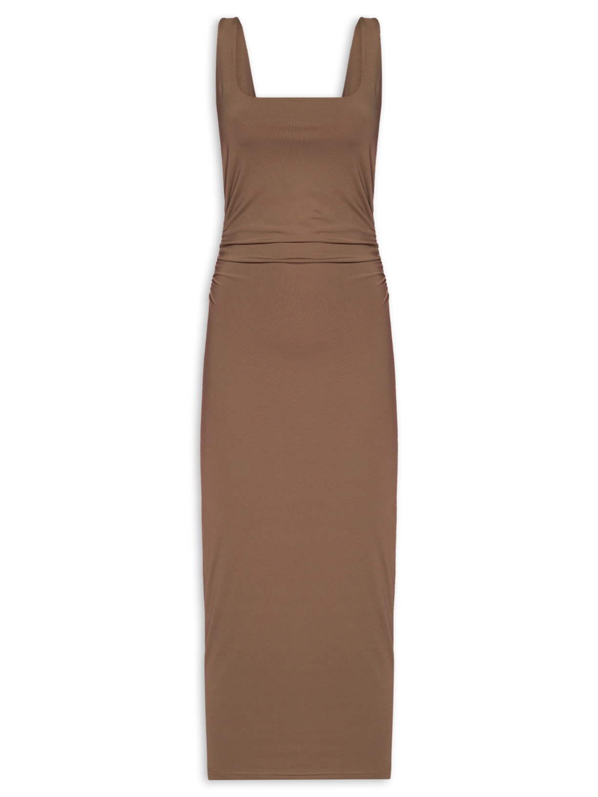 Vestido Midi Drapeado Marrom Market 33