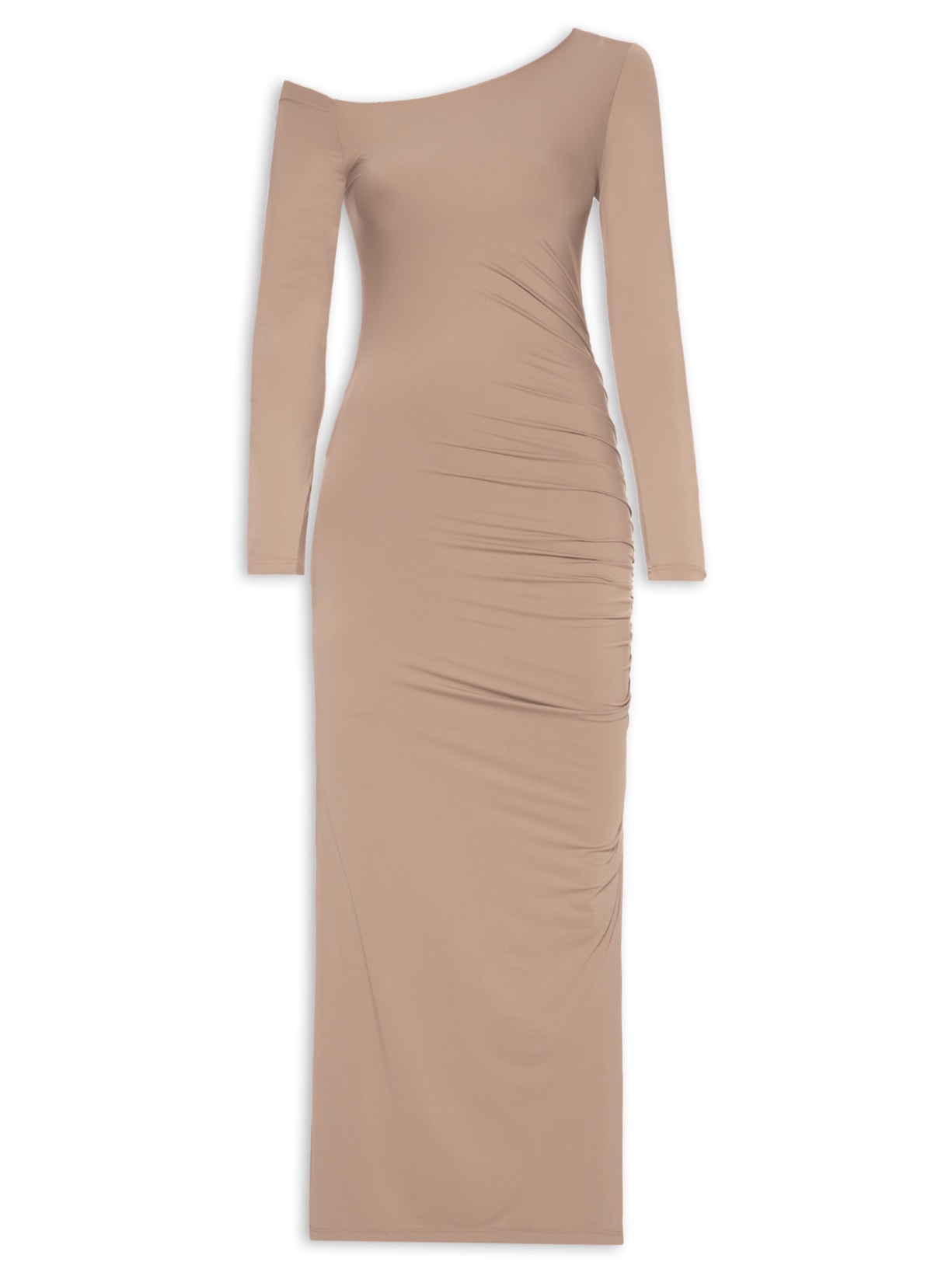 Vestido Midi Drapeado - Marrom