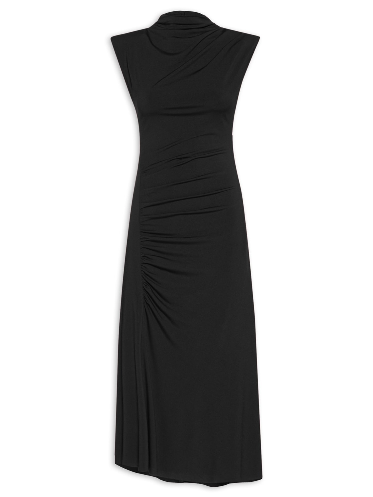 Vestido Midi Drapeado - Preto