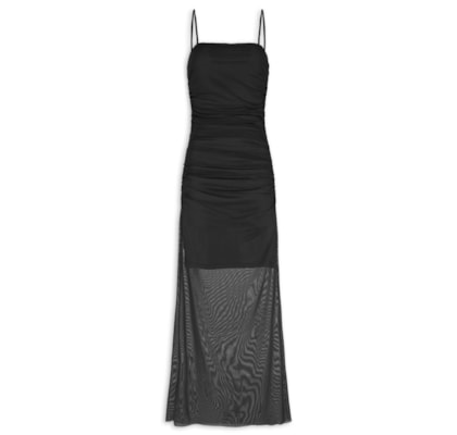 Vestido Midi Drapeado - Preto