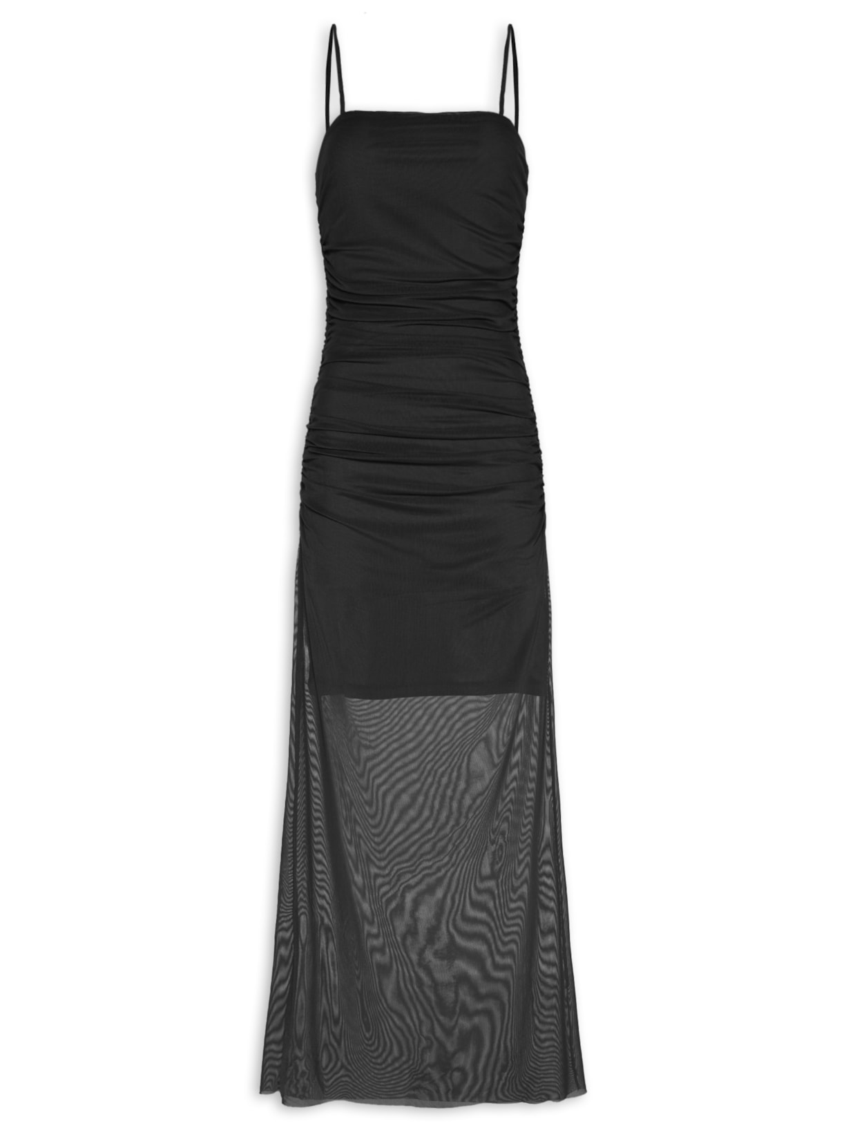 Vestido Midi Drapeado - Preto