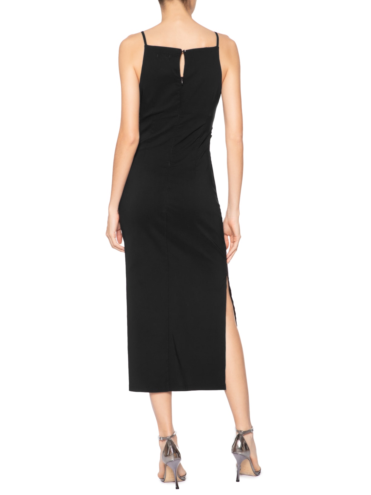 Vestido Midi Drapeado Preto Market 33