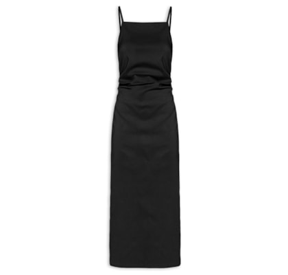 Vestido Midi Drapeado - Preto