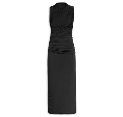 Vestido Midi Drapeado - Preto