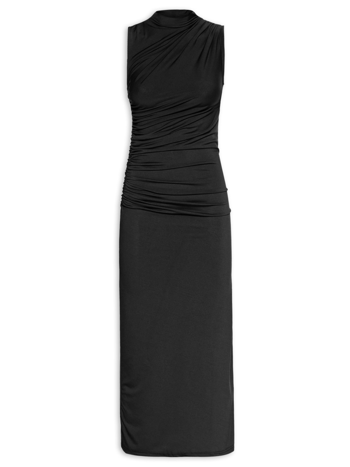 Vestido Midi Drapeado - Preto
