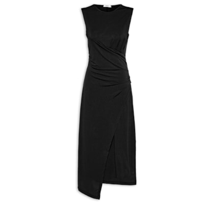 Vestido Midi Drapeado - Preto
