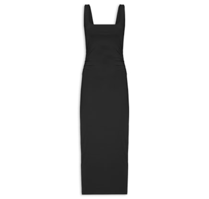 Vestido Midi Drapeado - Preto