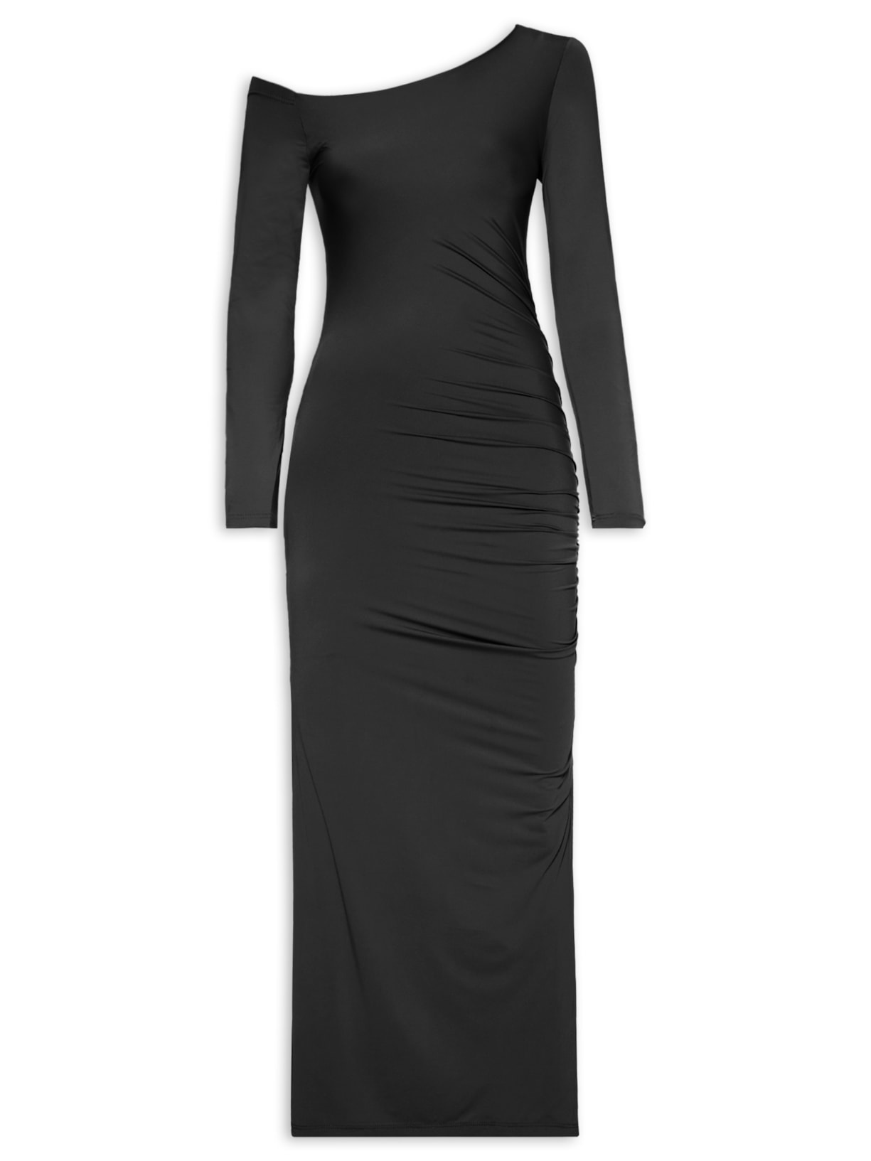 Vestido Midi Drapeado - Preto