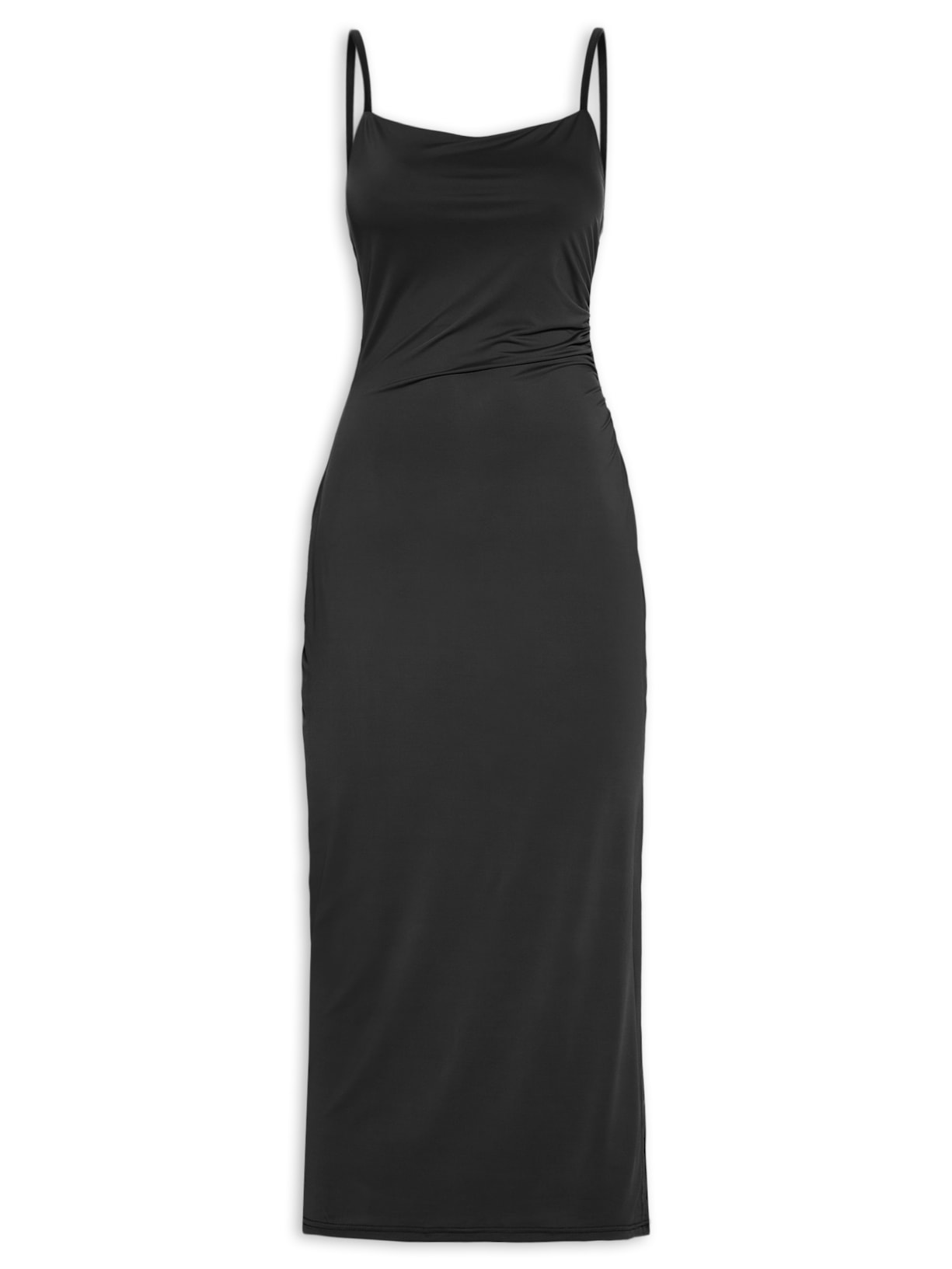 Vestido Midi Drapeado Preto Market 33