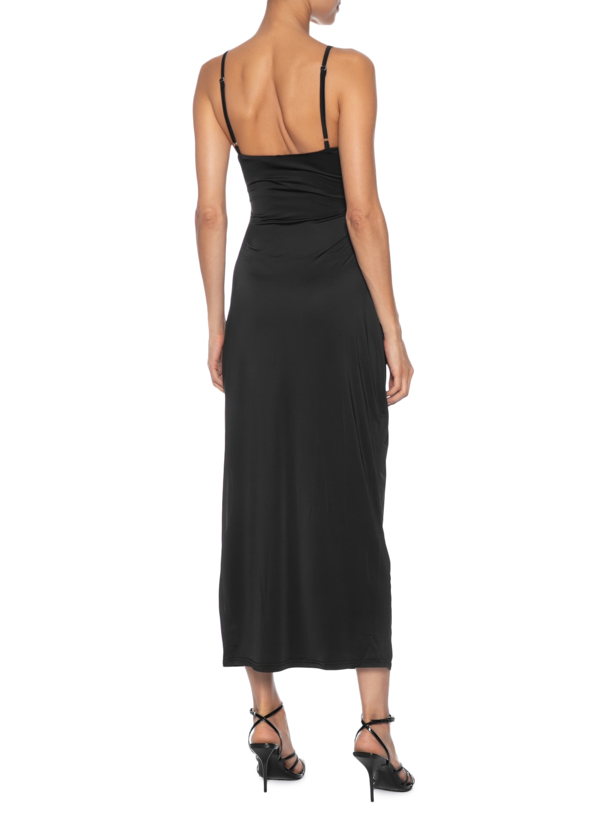 Vestido Midi Drapeado Preto Market 33