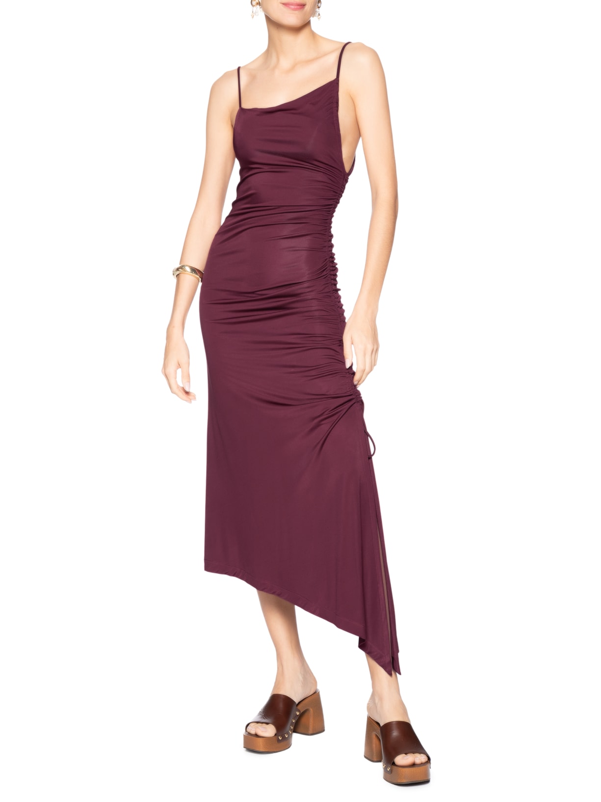Vestido Midi Drapeado Roxo Farm