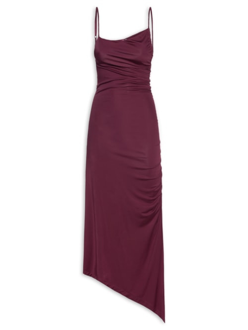 Vestido Midi Drapeado - Roxo