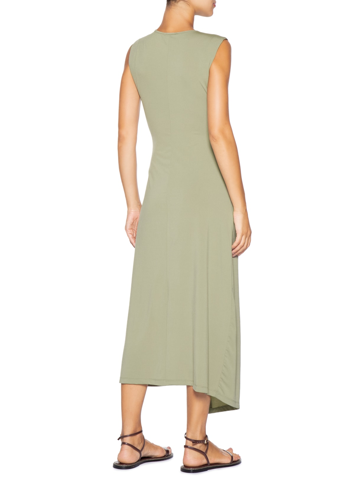Vestido Midi Drapeado Verde Basiq
