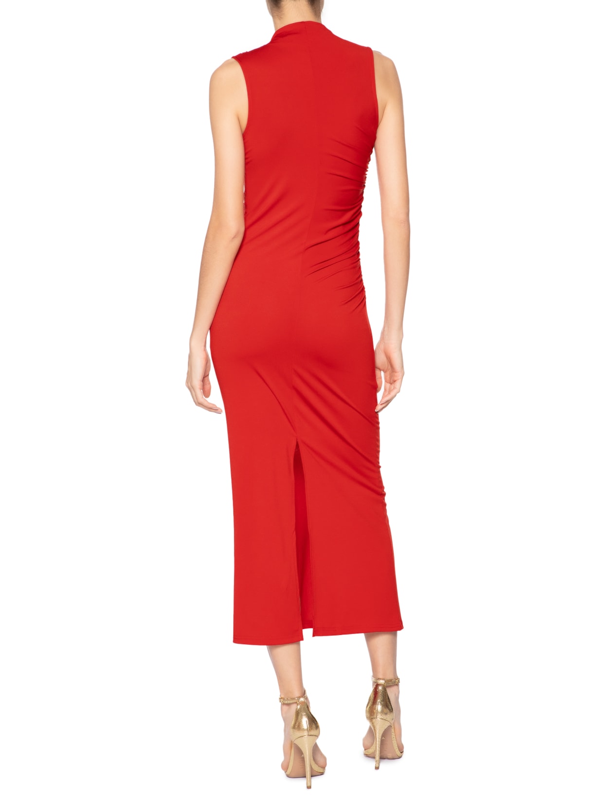 Vestido Midi Drapeado Vermelho Market 33