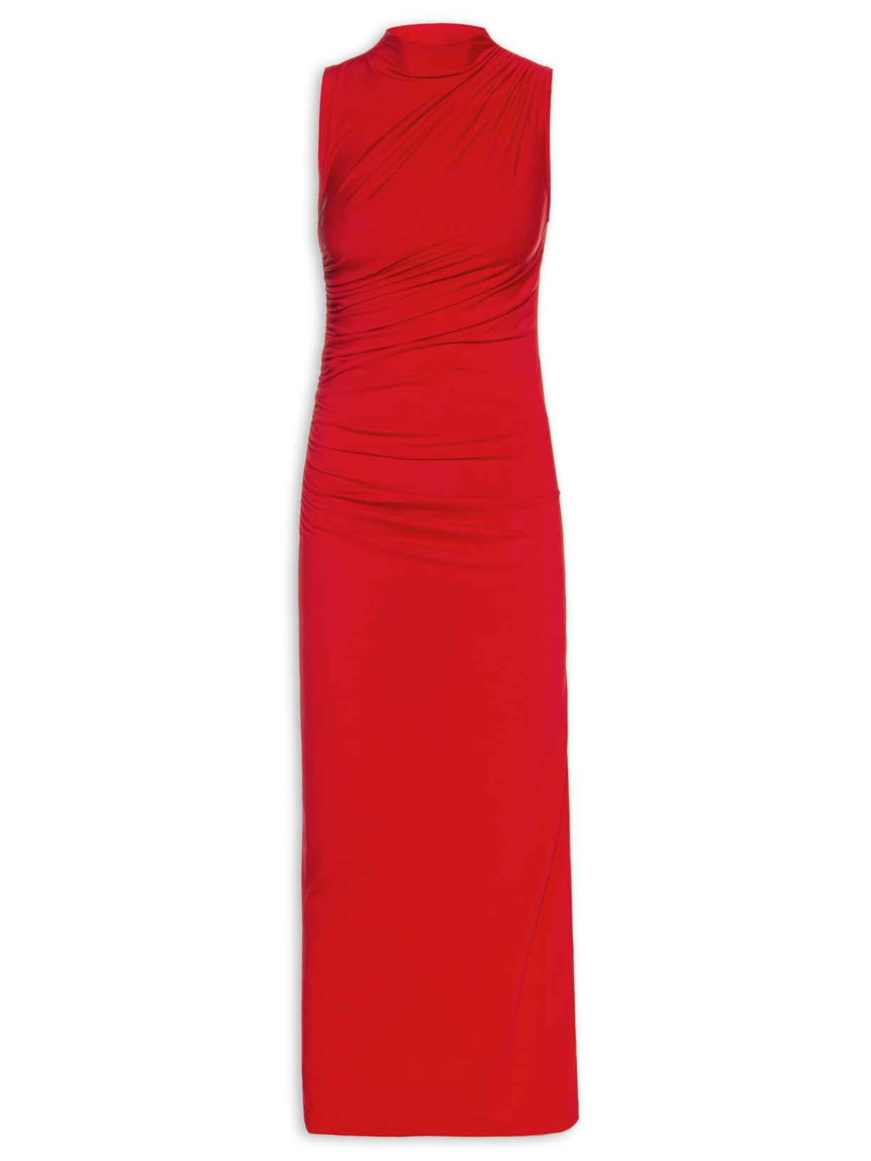 Vestido Midi Drapeado Vermelho Market 33