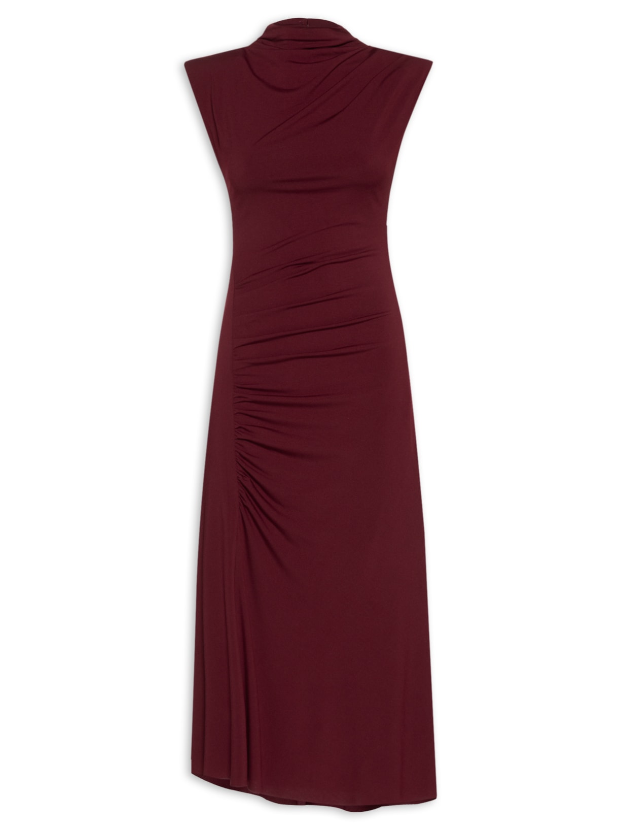 Vestido Midi Drapeado - Vinho