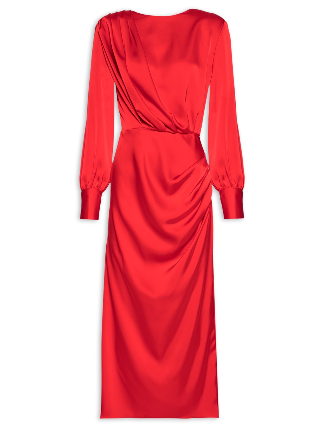 Vestido Midi Draping - Vermelho