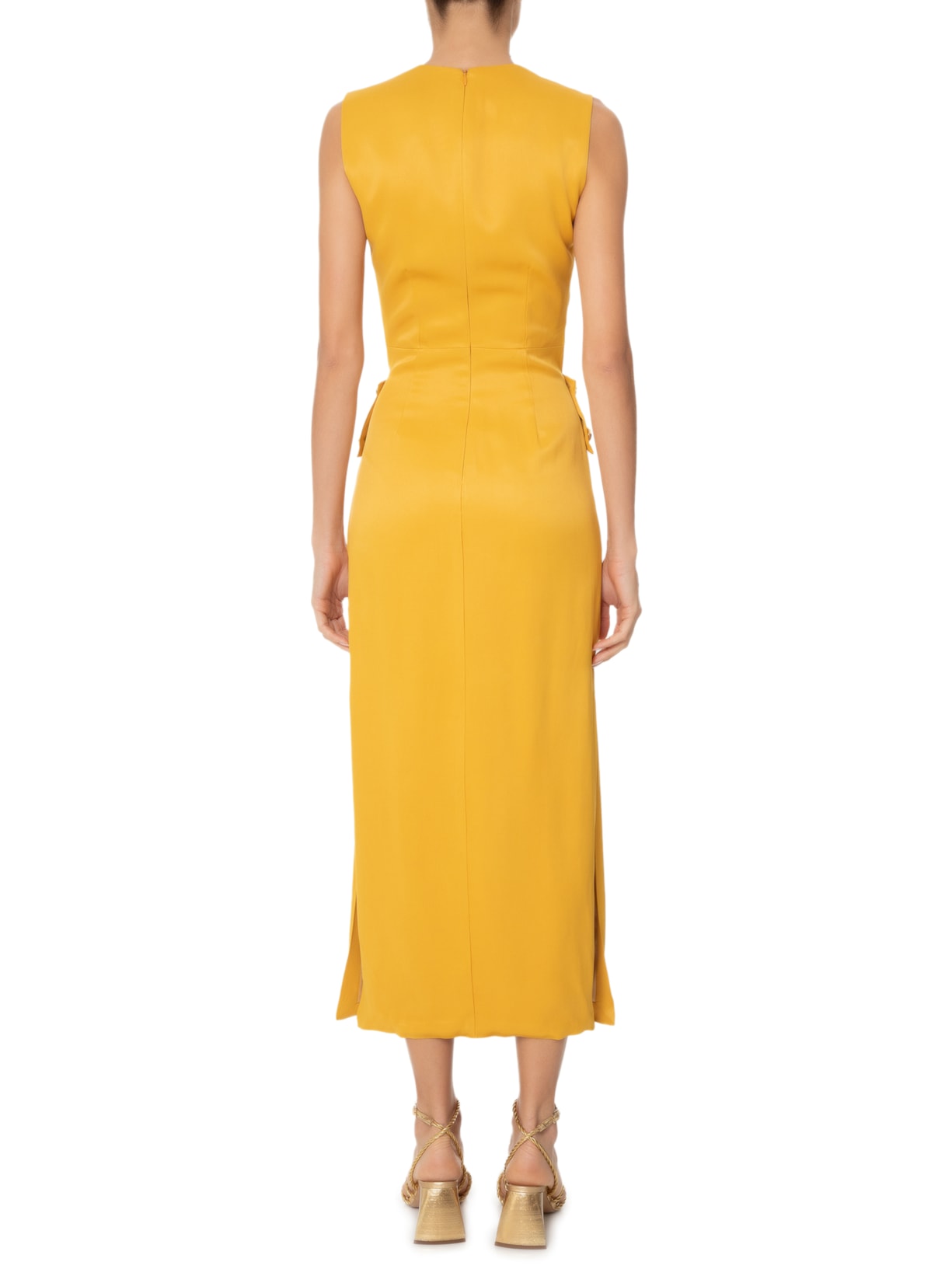 Vestido Midi Em Crepe Transpasse Amarelo '2Essential