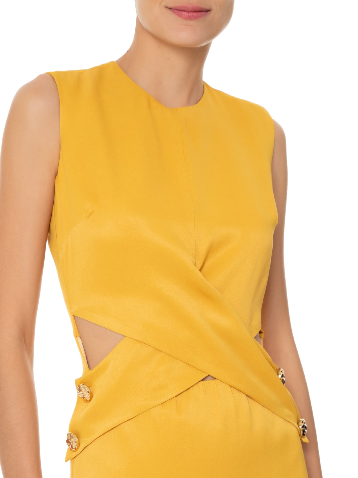 Vestido Midi Em Crepe Transpasse Amarelo '2Essential