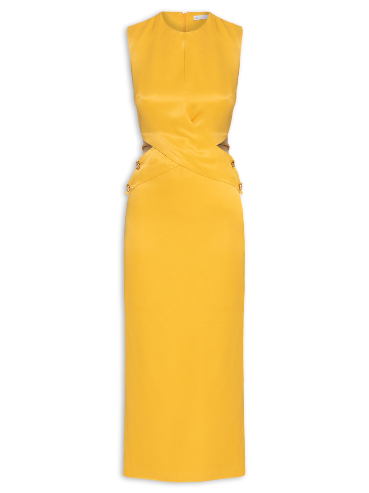 Vestido Midi Em Crepe Transpasse Amarelo '2Essential