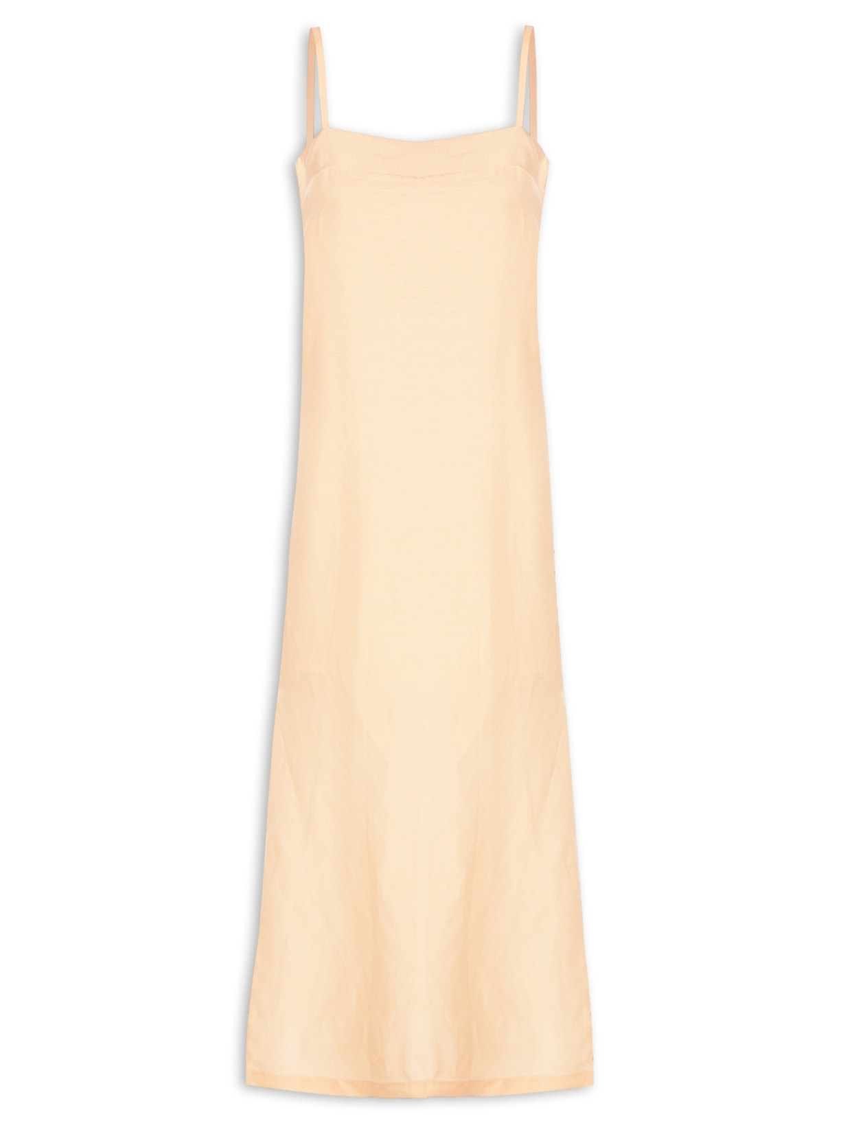 Vestido Midi Em Linho Misto Amarelo '2Essential