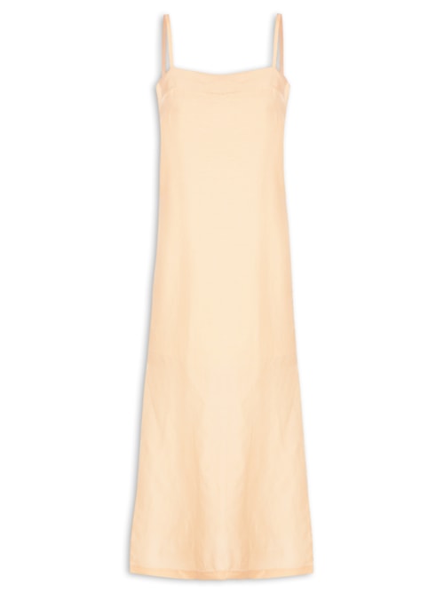 Vestido Midi Em Linho Misto - Amarelo