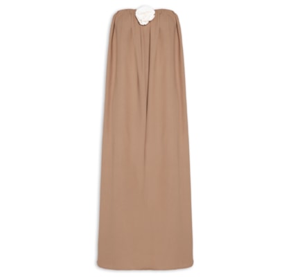 Vestido Midi Em Linho Misto - Bege