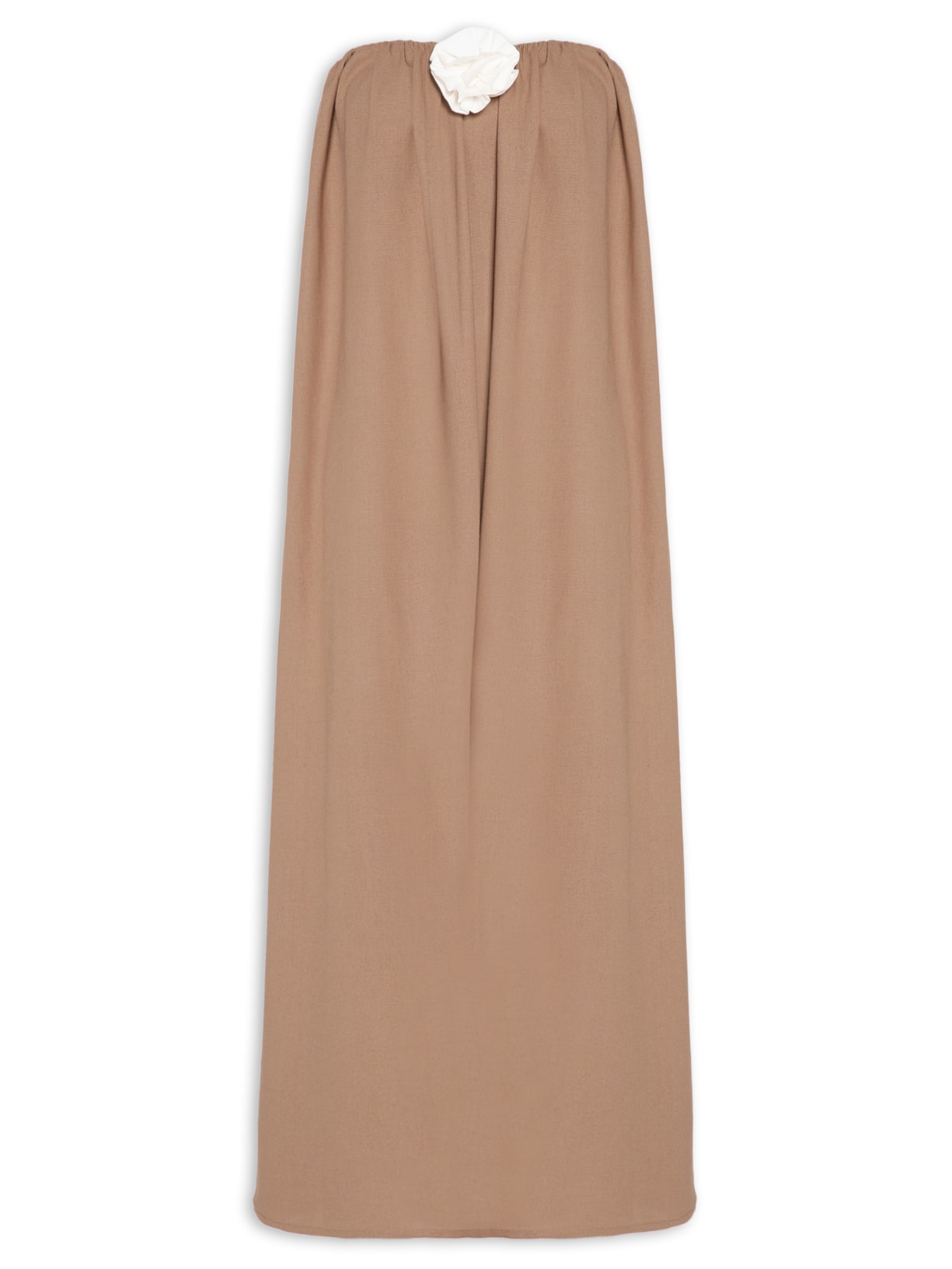 Vestido Midi Em Linho Misto - Marrom