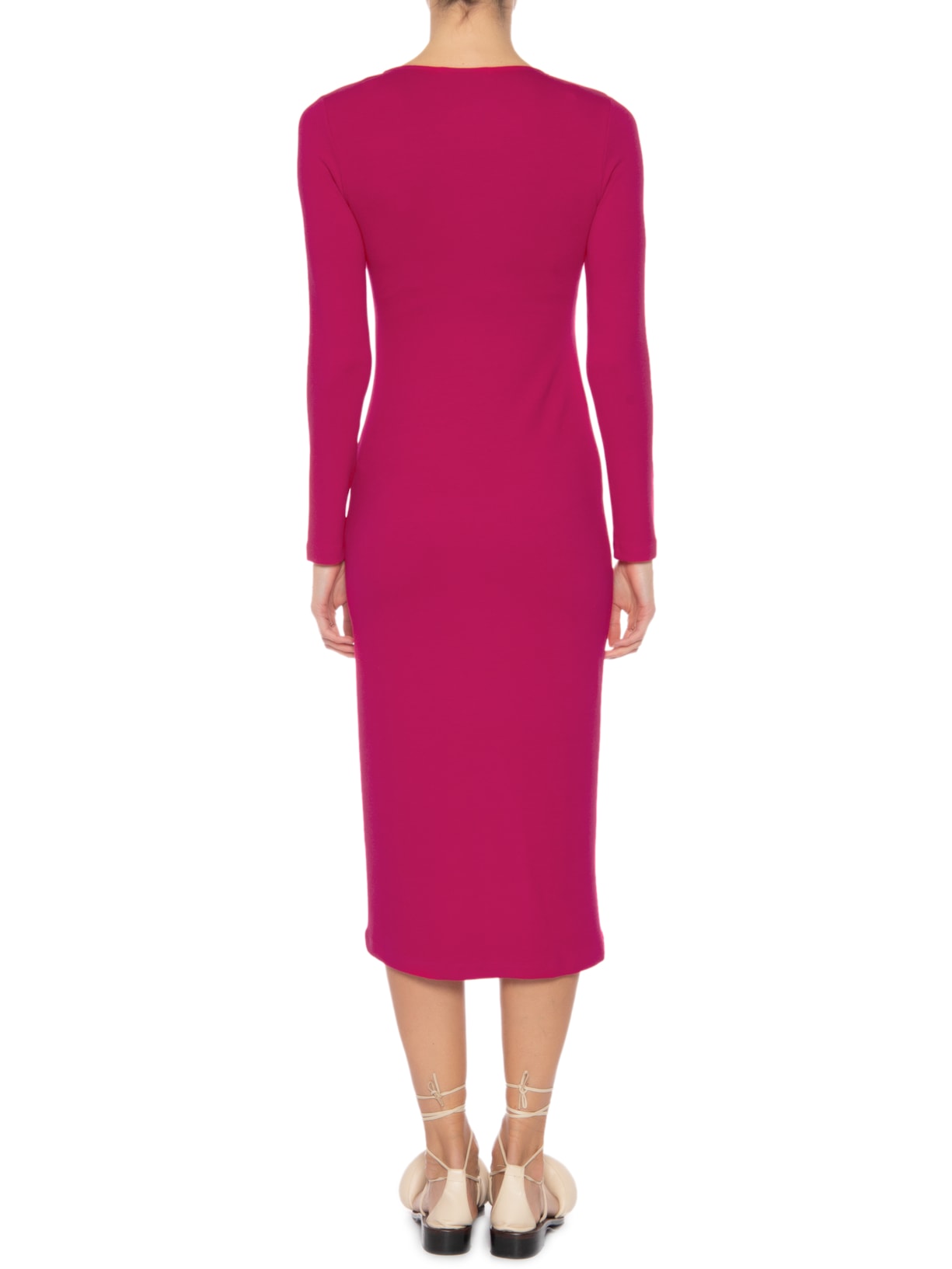 Vestido Midi Em Malha Abertura Central Rosa '2Essential