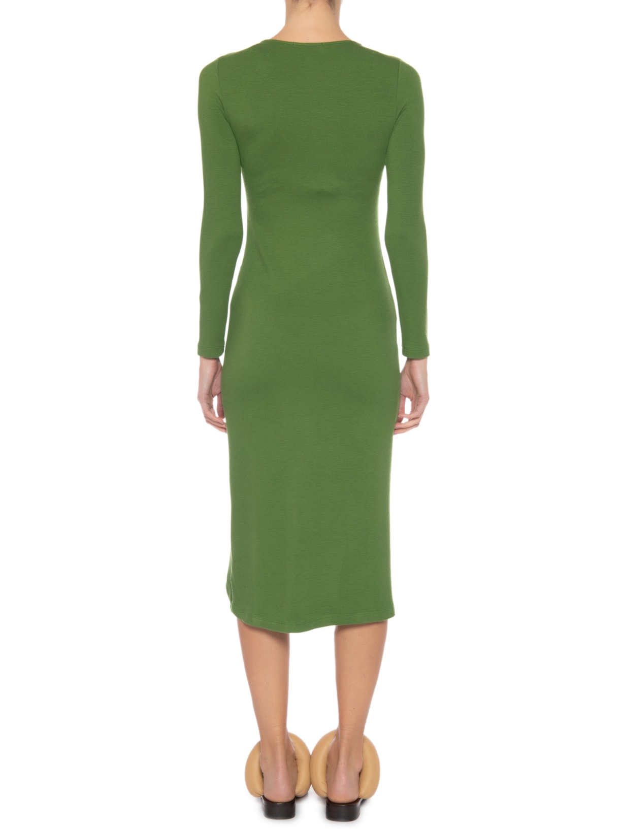 Vestido Midi Em Malha Abertura Central Verde '2Essential