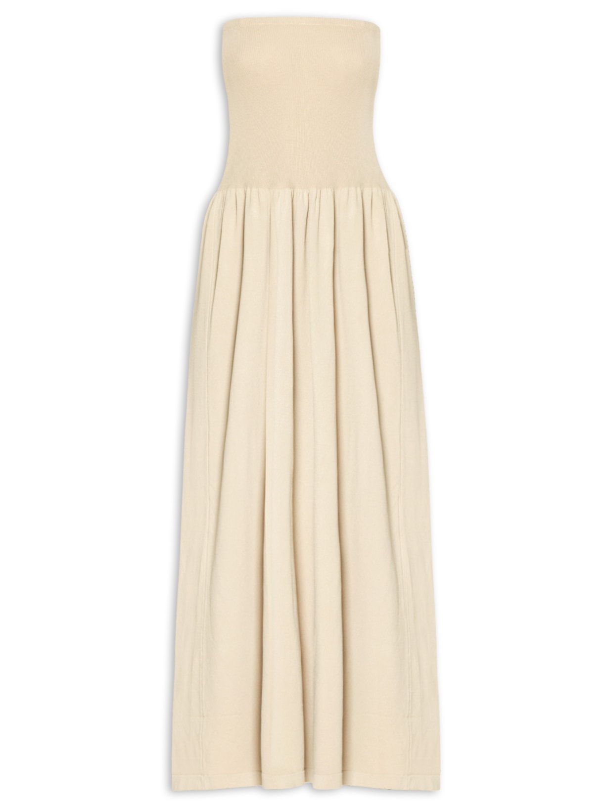 Vestido Midi Em Malha - Bege