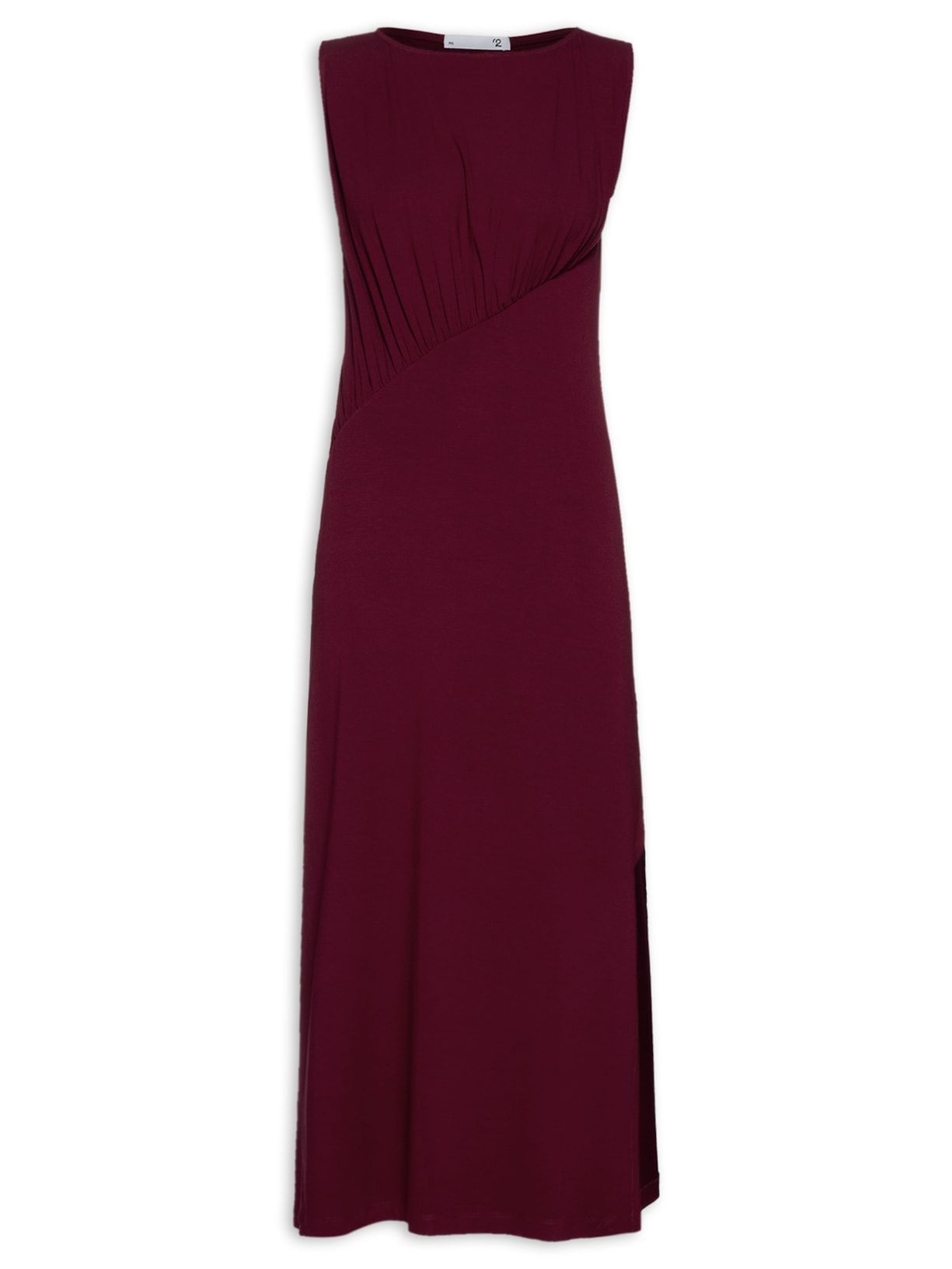 Vestido Midi Em Malha Com Franzidos - Vermelho