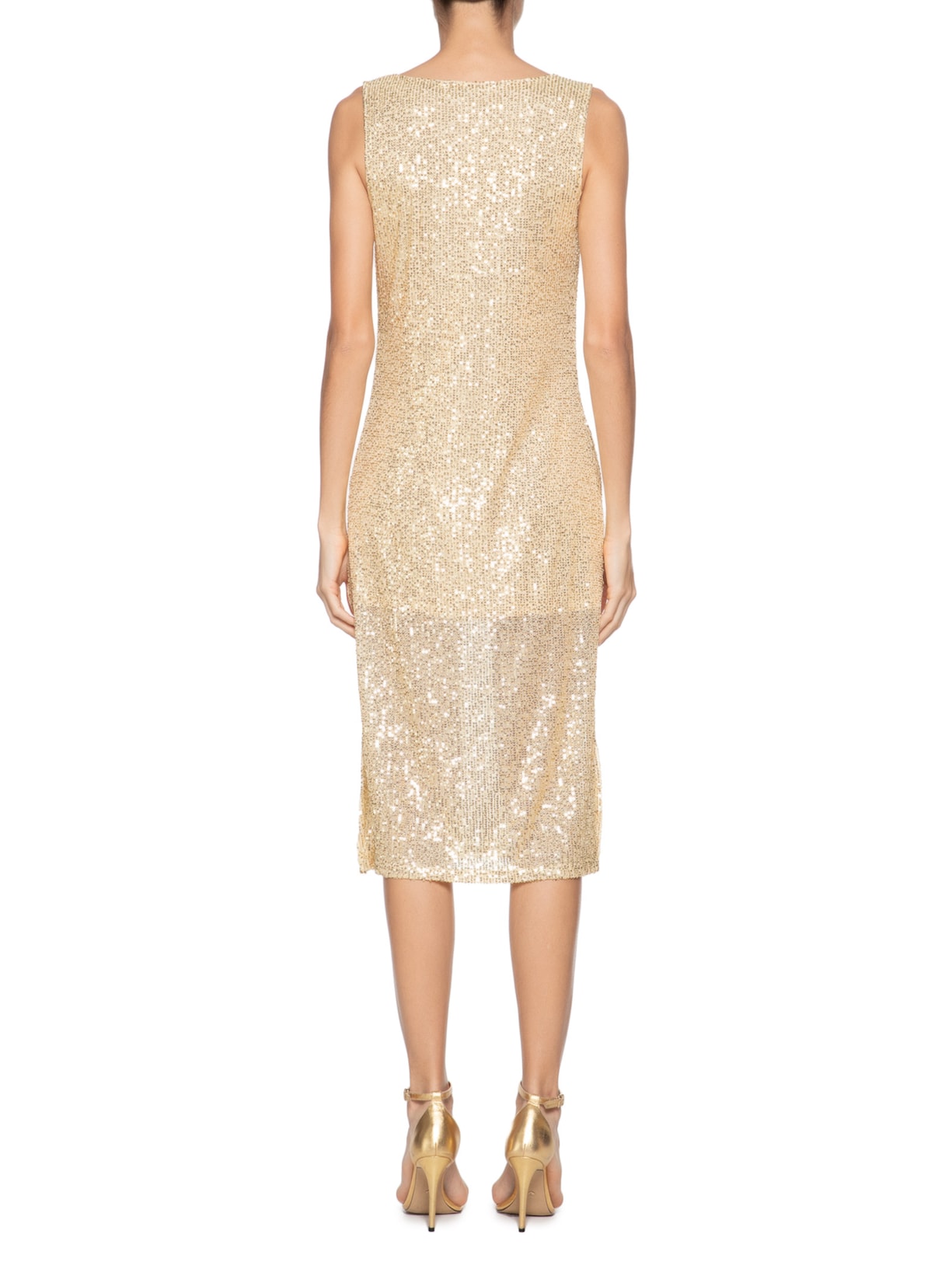 Vestido Midi Em Paetê Market 33 Dourado