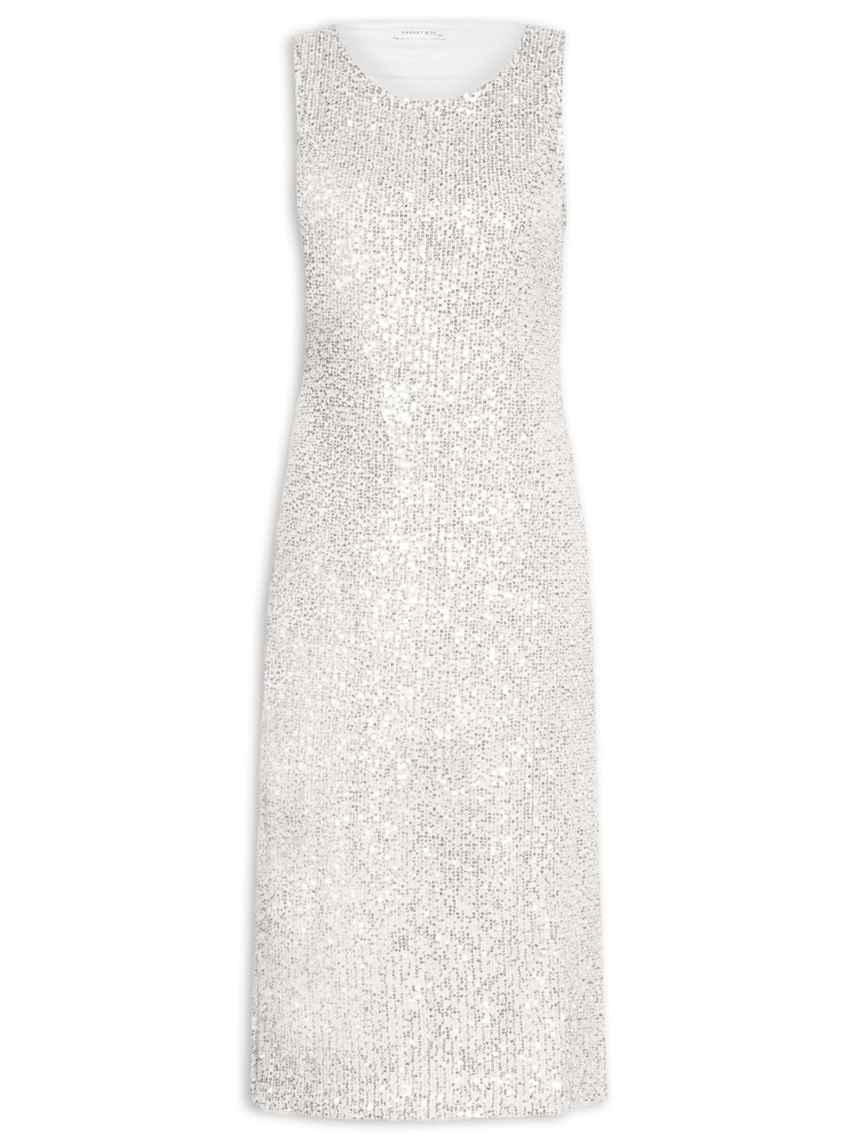 Vestido Midi Em Paetê Prata Market 33
