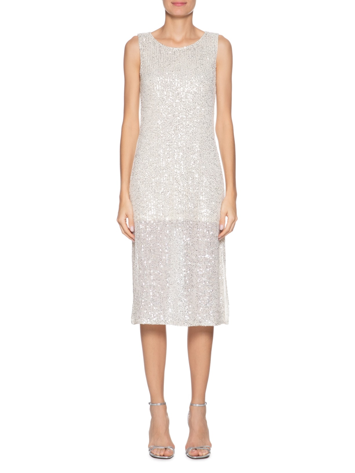 Vestido Midi Em Paetê Prata Market 33