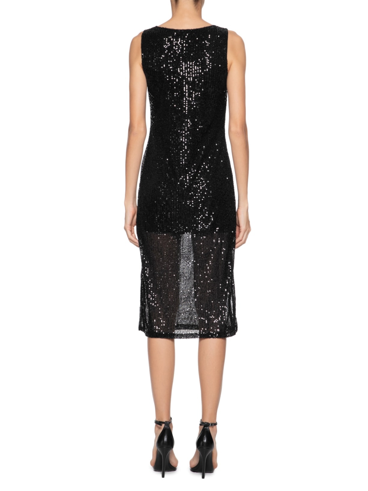 Vestido Midi Em Paetê Preto Market 33