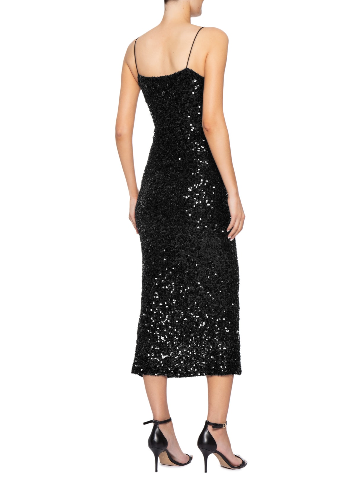 Vestido Midi Em Paetê Preto Market 33
