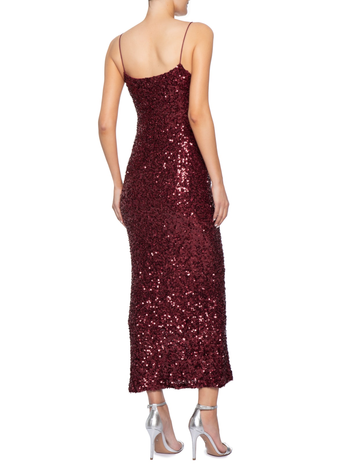 Vestido Midi Em Paetê Vermelho Market 33