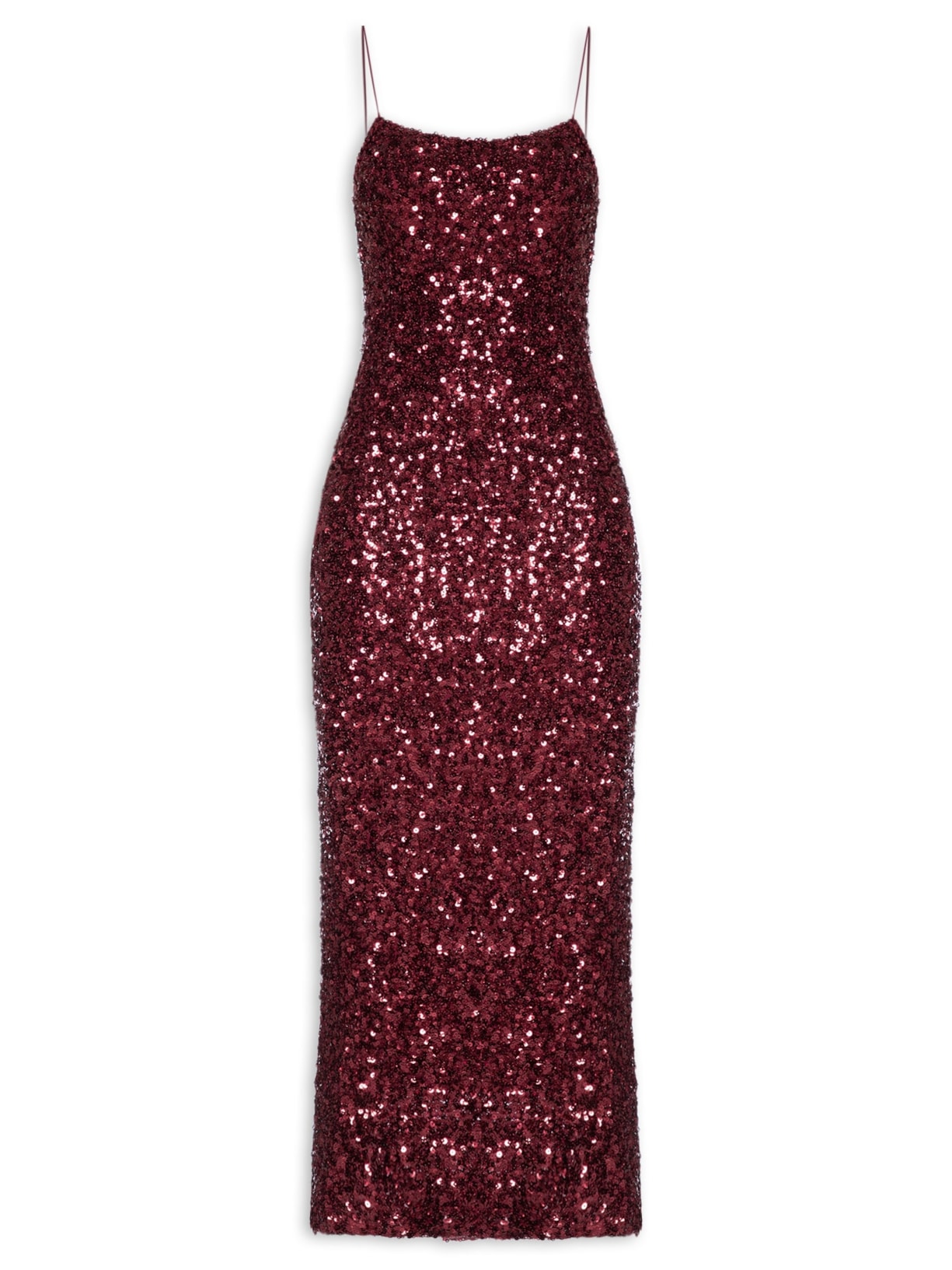 Vestido Midi Em Paetê Vermelho Market 33