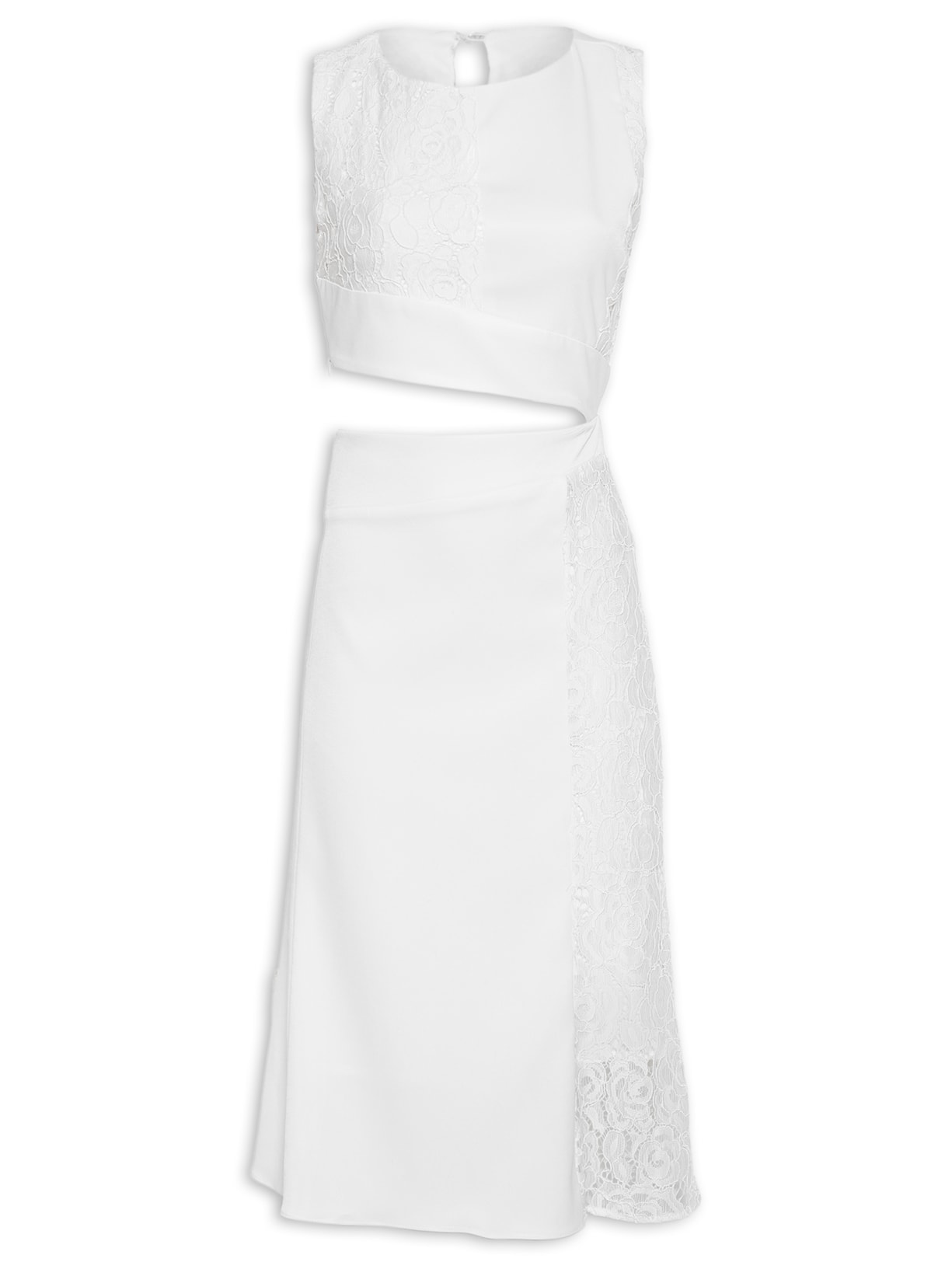 Vestido Midi Em Renda - Branco