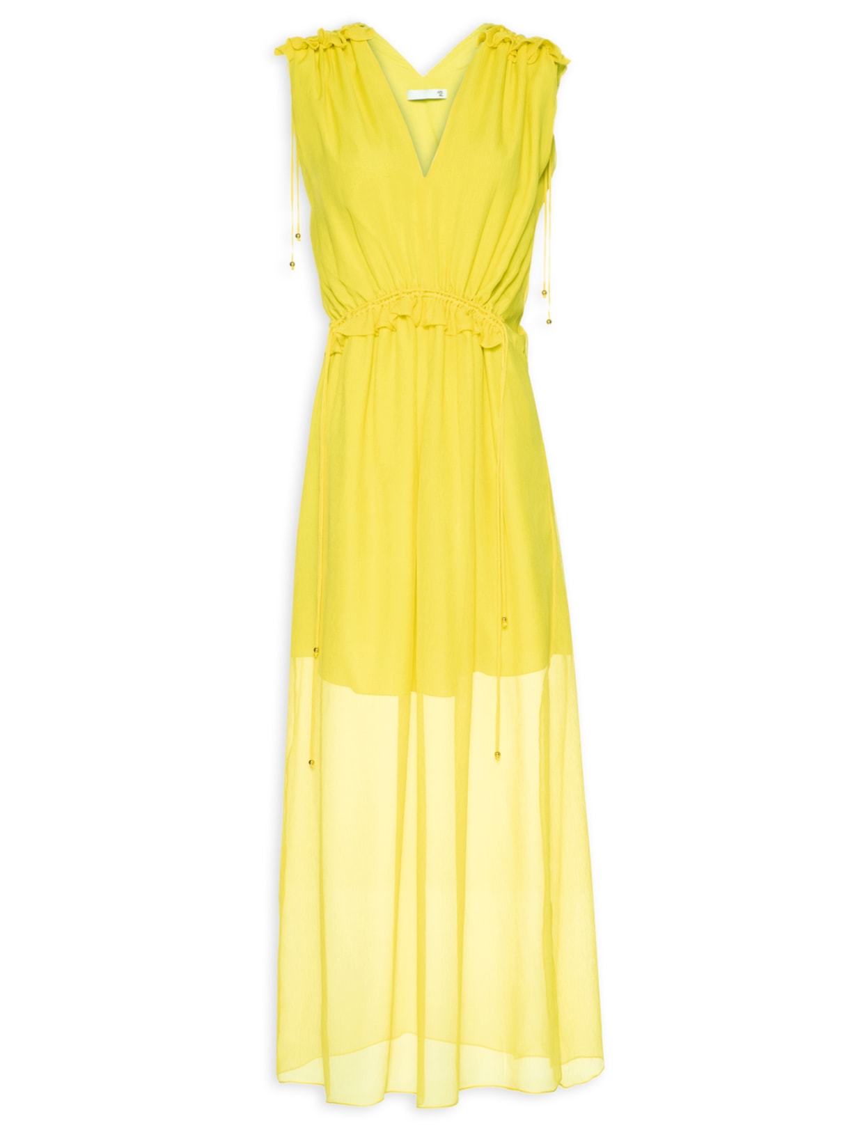 Vestido Midi Em Seda Pura Com Canaletas - Verde