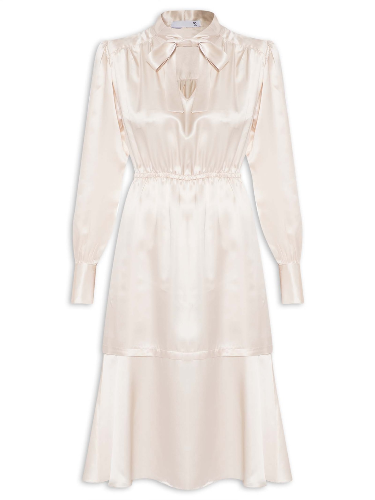 Vestido Midi Em Seda Pura Com Faixa - Off White