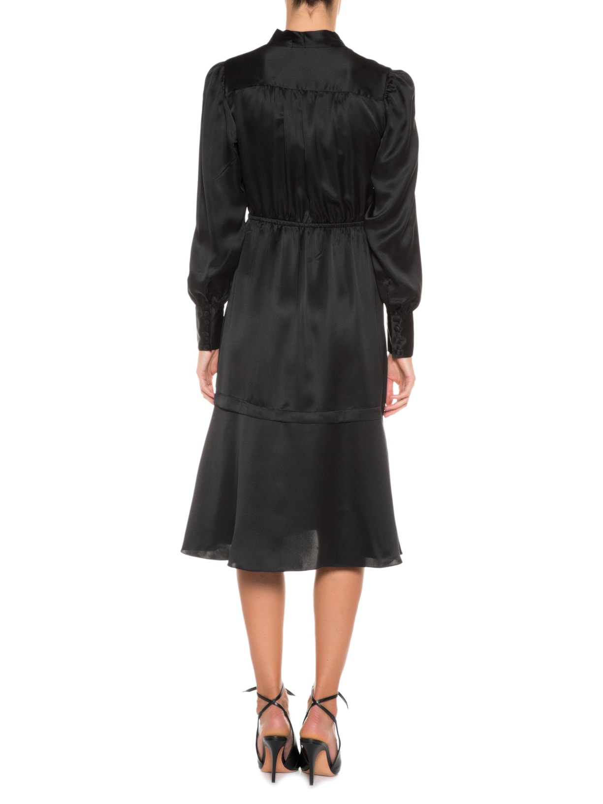 Vestido Midi Em Seda Pura Com Faixa Preto '2Essential